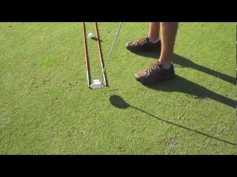 PGA Pro Short Game Golf Lesson. Short Putt Alignment Drill.