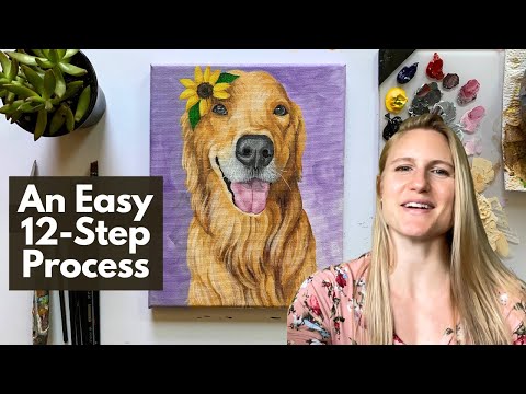Paint a Dog (Acrylic Techniques) in 12-EASY Steps | FREE Painting Guide Included