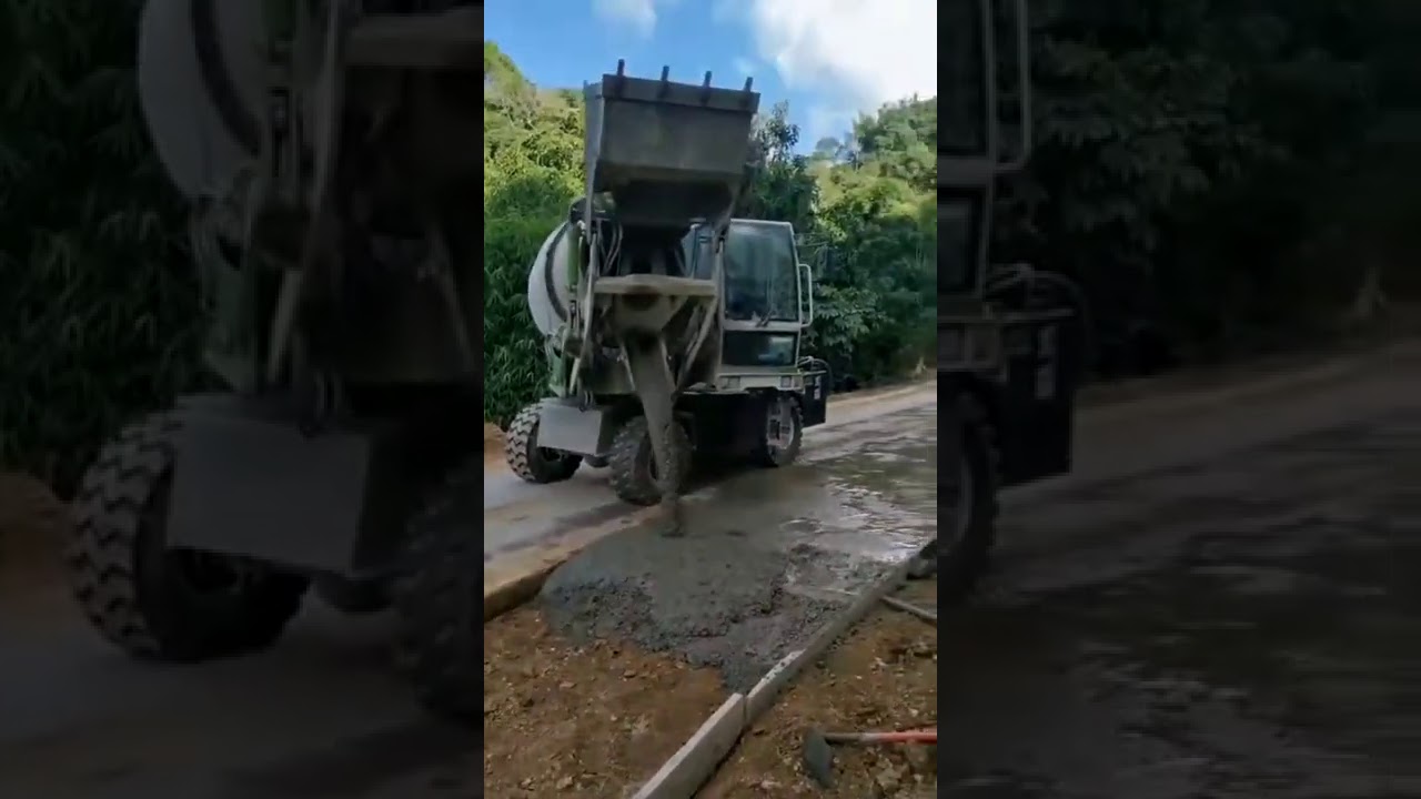 3m3 self -loading concrete mixer working show