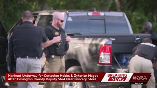 Manhunt underway after Covington County deputy shot