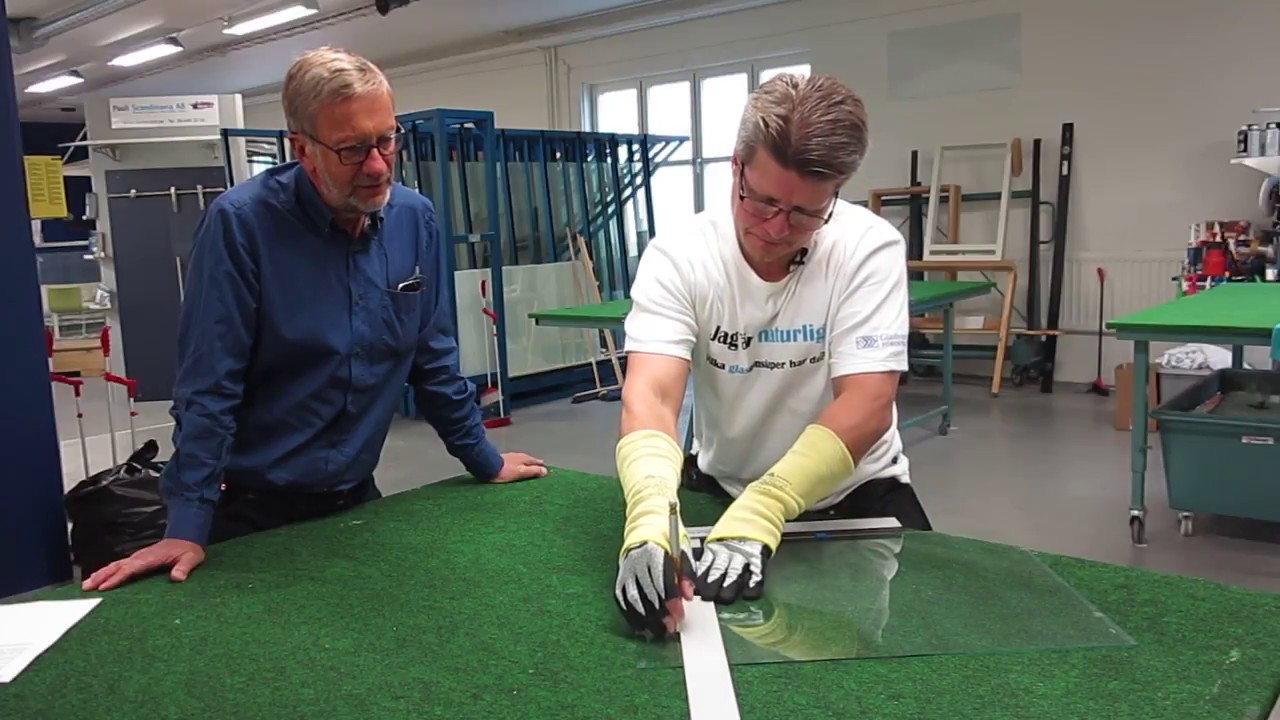 Skära glas med linjal