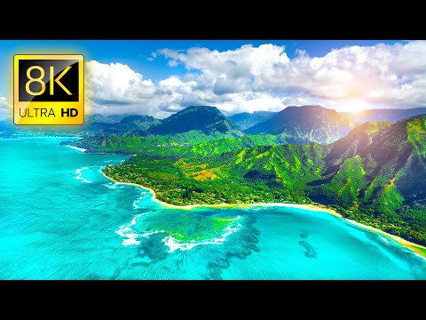 KAUAI • Tropical Paradise Tour in 8K ULTRA HD - Best Island in the World with Ocean Sounds 8K TV