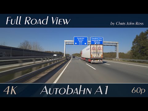 Autobahn (A1), Germany: RP Sunderblick - Dibbersen - Buchholzer Dreieck - Rade - RS Hollenstedt - 4K