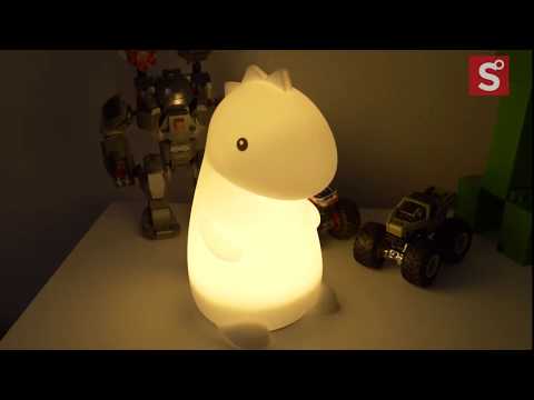 Silicone Showcase Dinosaur White LED Multi-Color Changing Integrated Rechargeable Night Light