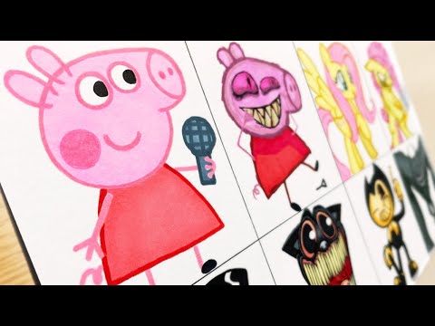 Drawing FRIDAY NIGHT FUNKIN'-Peppa Pig.EXE/Fluttershy/Cartoon Cat/Bendy/Transformation Characters#5