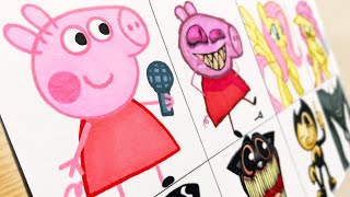 Drawing FRIDAY NIGHT FUNKIN'-Peppa Pig.EXE/Fluttershy/Cartoon Cat/Bendy/Transformation Characters#5