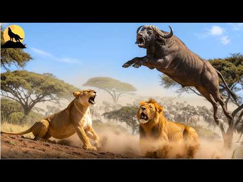 BÚFALO SALVAJE ENFURECIDO – Cuando la Manada de LEONES se Convierte en la Presa | animales salvajes