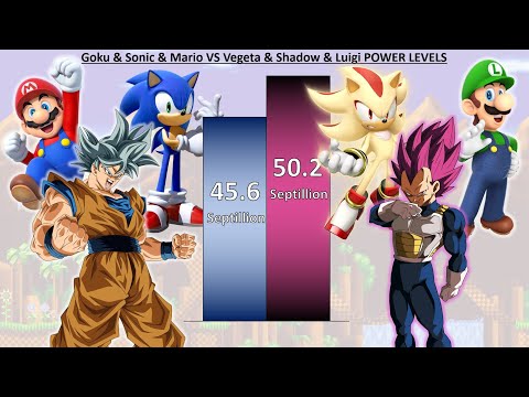 Goku & Sonic & Mario VS Vegeta & Shadow & Luigi POWER LEVELS - DB / DBZ / DBS / SDBH / Sonic / Mario