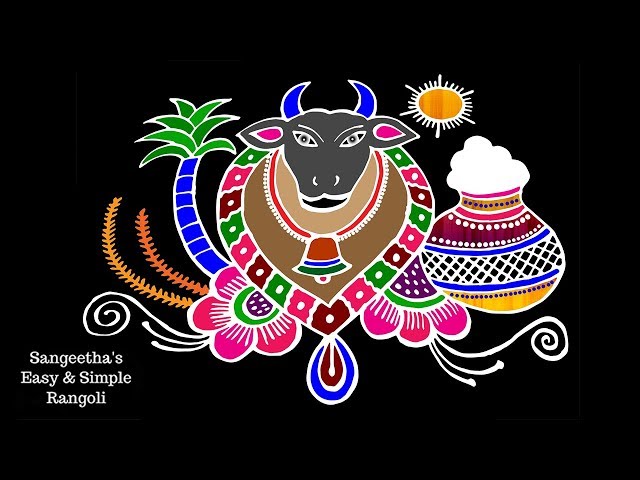 Pongal rangoli design by sangeetha
