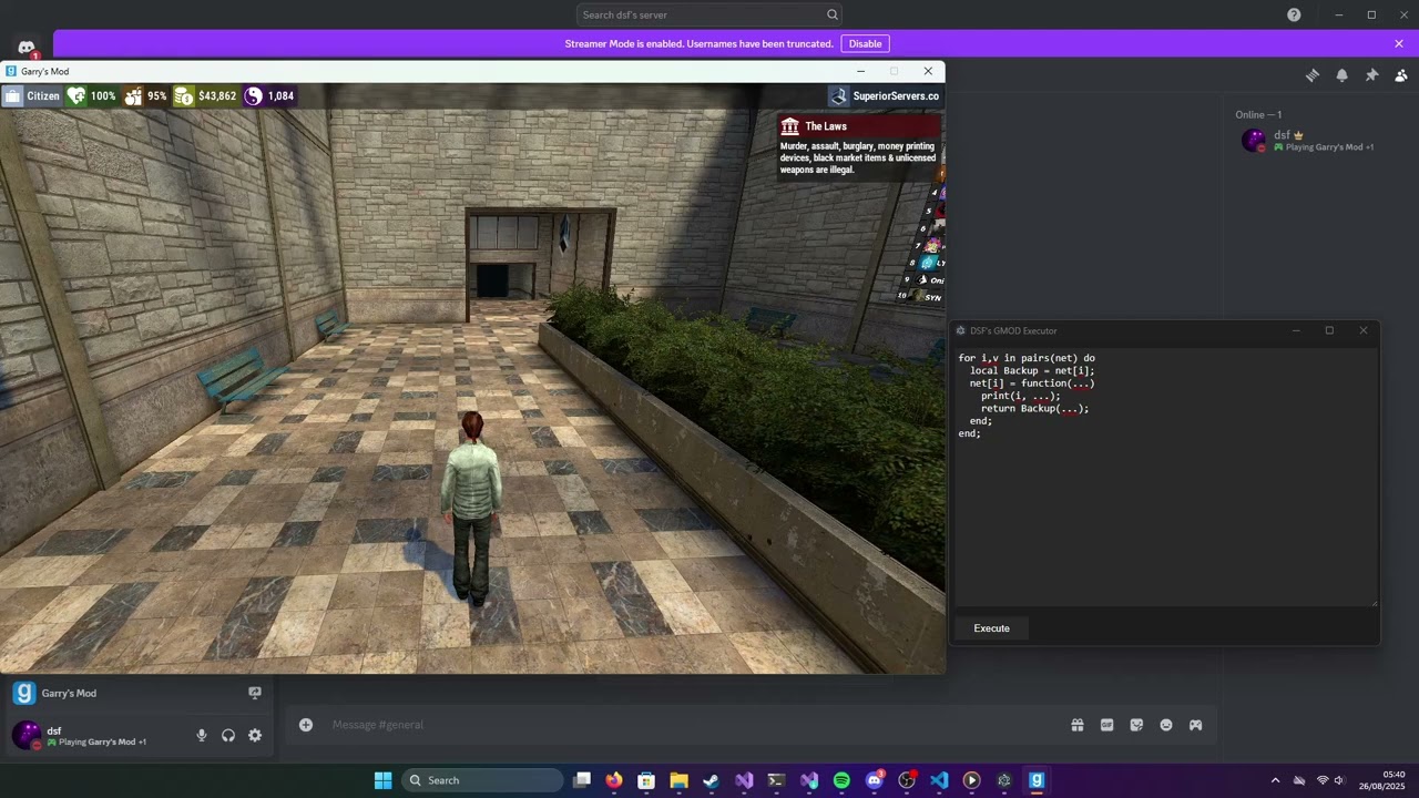Garry's Mod Lua Executor (Made For Fun) (Network Manipulation)