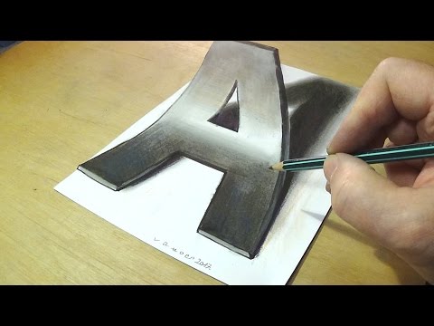 How to Draw 3D Letter A - Drawing Letter A with Pencil