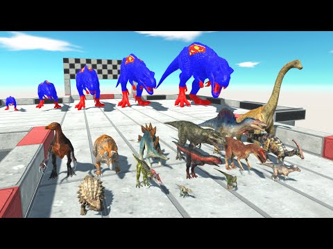 ALL SIZE SUPERMAN T-REX SPEED RACE CHASING DINOSAURS -Animal Revolt Battle Simulator