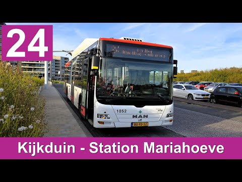 HTM lijn 24: Den Haag Kijkduin - Station Den Haag Mariahoeve | Omleiding | HTM 1052 | 2025