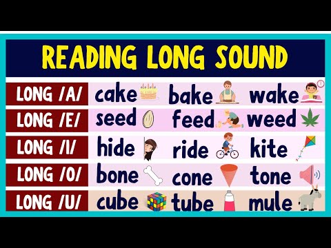 COMPILATION of WORDS with LONG SOUND / A   E   I   O   U  / Easy to Read / / Beginners and Primary