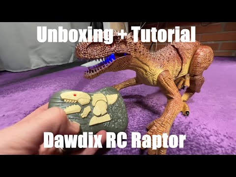 Dawdix Remote Control Dinosaur, RC Dinosaur Toy with LED Light & Sound unboxing and instructions