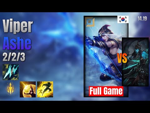 Viper Adc Ashe vs Kalista lol KR solo rank Full Game 14.19