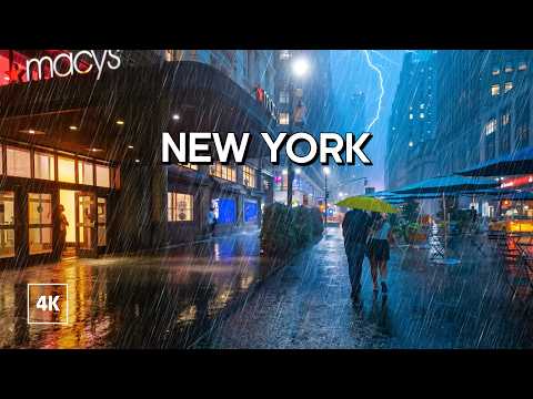 Walking in HEAVY RAIN in New York City ☔️ 8 Hours of Rain Sounds for Sleep
