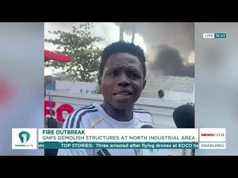 North Industrial Area Fire: GNFS Demolishes Structures to Reach Blaze