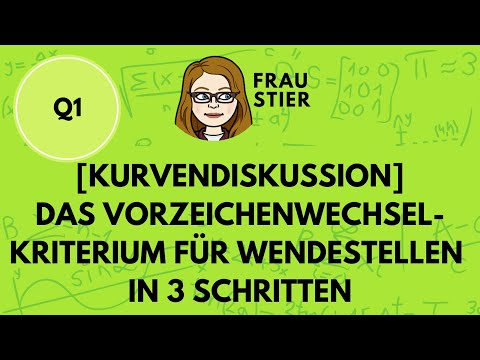 Das Vorzeichenwechsel-Kriterium für Wendestellen in drei einfachen Schritten anwenden, mit Beispiel