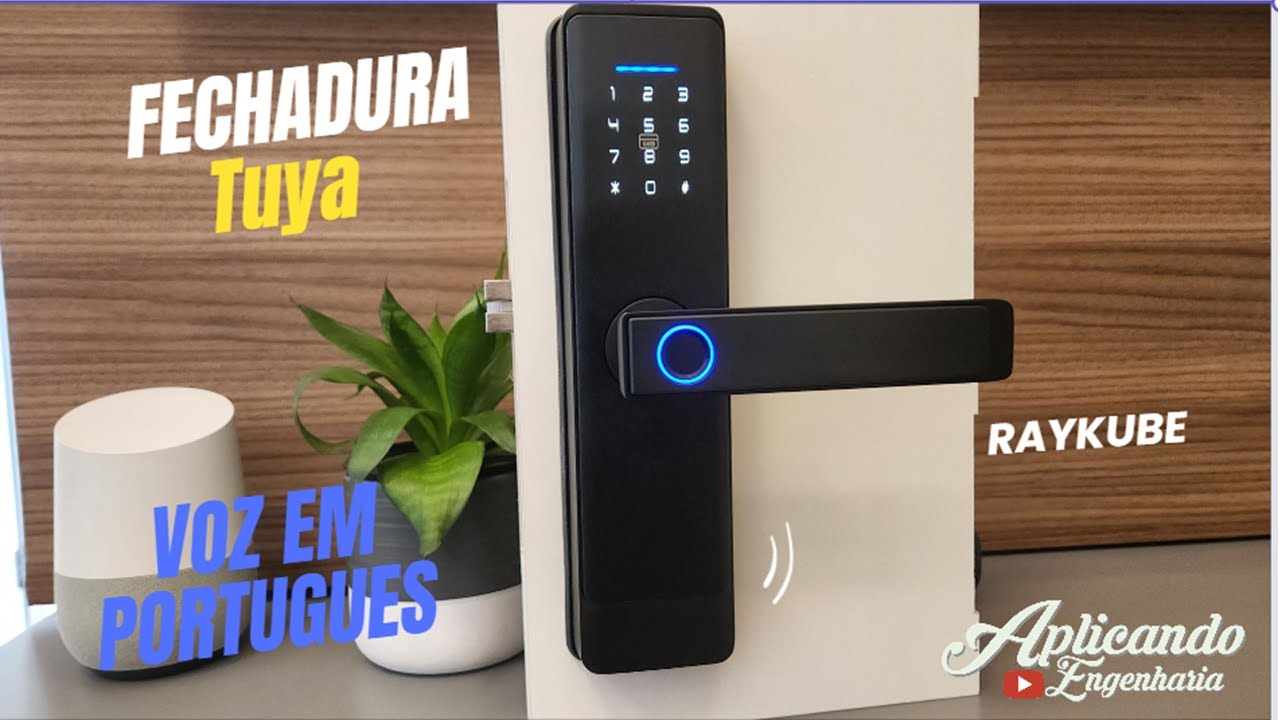 Fechadura Inteligente WiFi RAYKUBE com áudio em português biometria - Tuya