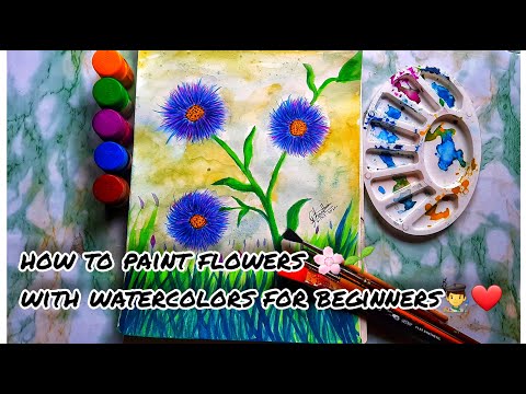 How to paint flowers in watercolor painting for beginners || simple painting 🖼❤-9 ||with yatish👨‍🎨❤