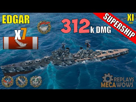 SUPERSHIP Edgar 7 Kills & 312k Damage | World of Warships Gameplay