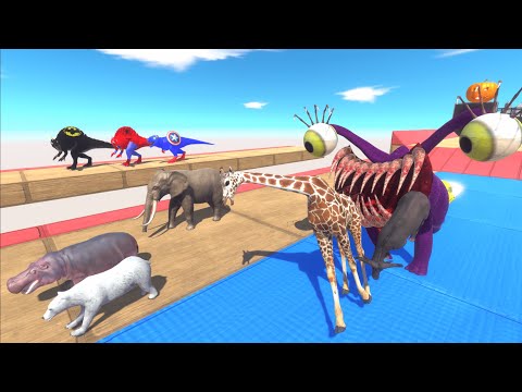 🔥Escape from the first boss alien⚡VS superhero dinosaurs🦖-Animal Revolt Battle Simulator