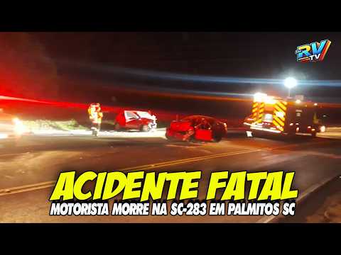 Colisão frontal entre dois carros mata motorista e deixa quatro feridos na SC-283 em palmitos SC