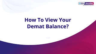 How to view your Demat Balance through SBI Securities App?