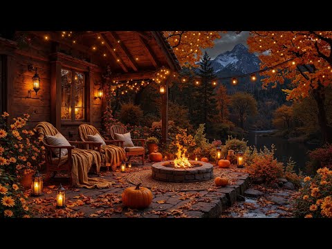 Cozy Fall Night Ambience 🍁 Fireplace Crackle with Smooth Jazz Music for Relaxation & Sleep