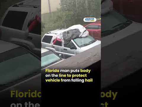 Florida Man vs Hailstorm  Uses Body to Save Car Sunroof
