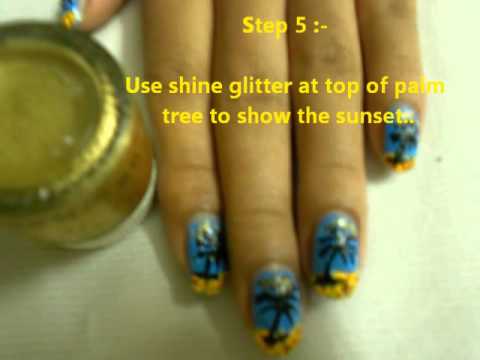 Simple N easy Palm Tree nail design Tutorial- (Indian Nail Design Tutorial Channel By SHILPI )
