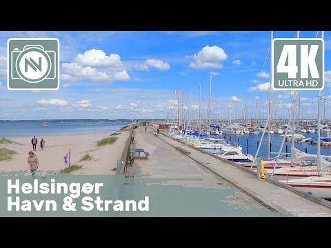 4K Virtual Walk - Helsingør Havn & Strand, Denmark - A windy marina & beach walk ⛵