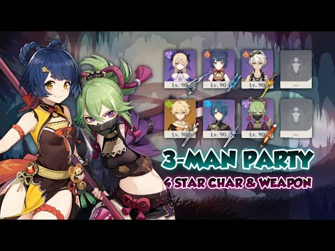 3MAN WITH F2P 4 STAR CHARACTER & WEAPON ONLY SPIRAL ABYSS 3.5 GENSHIN IMPACT