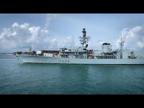 HMS Lancaster sails from Portsmouth