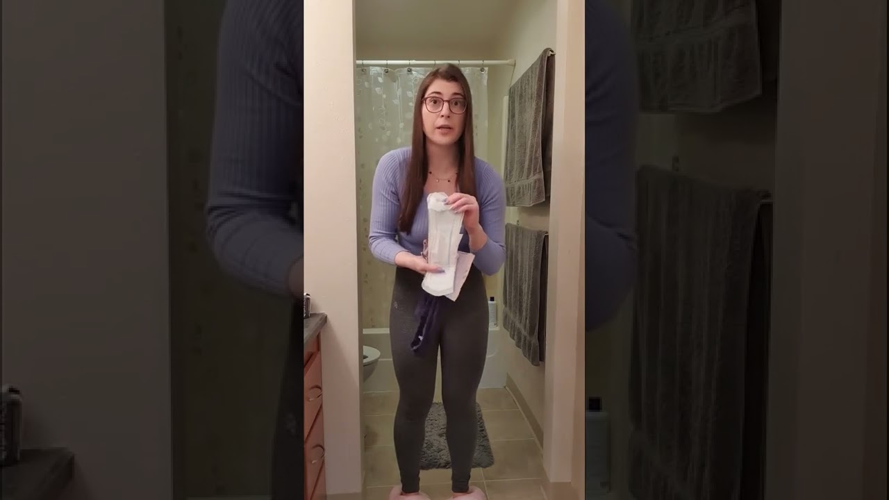 Mom forces her to wear a huge pad. #shorts