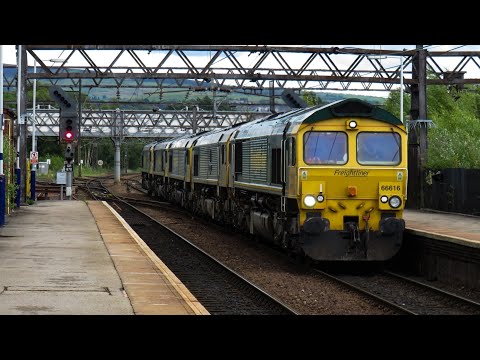 FL Class 66 No's. 66616 & 66614 & 66606 & 66602 & 66601 on 0K98 @ Guide Bridge on 27.06.20 - HD