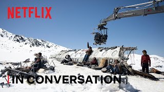 J.A. Bayona and Tom Holland on Society of the Snow