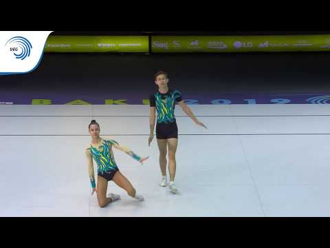 Stanislav HALAIDA & Anastasia KURASHVILI (UKR) - 2019 Junior Aerobics Europeans, mixed pairs final