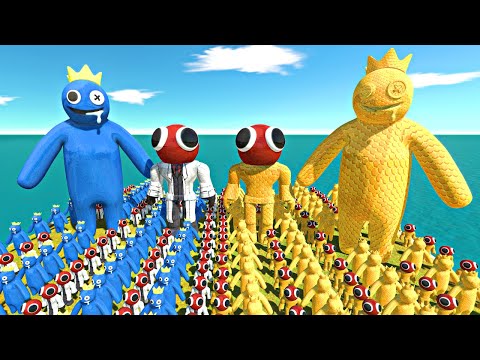Rainbow Friends Blue + Red vs Honey Itself - Animal Revolt Battle Simulator