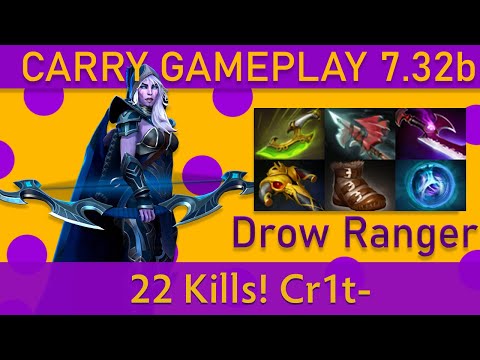 💥22 Kills! Cr1t- Drow Ranger Carry Gameplay - Top MMR Dota 2