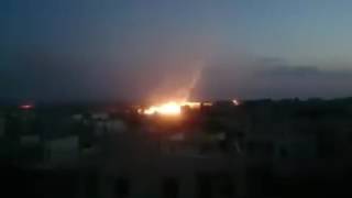 Kafr Hamra being hit by RuAF incendiary cluster munitions this morning