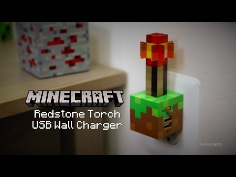 Minecraft Redstone Torch USB Wall Charger from ThinkGeek
