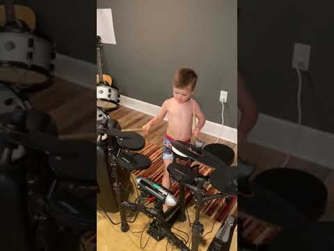 Our 4 year old on electronic drum kit