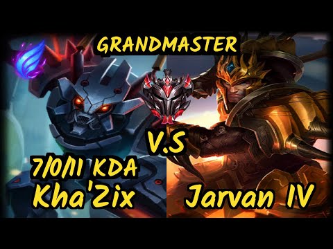 ESG Agurin (KHA'ZIX) vs JARVAN IV - 7/0/11 KDA JUNGLE GAMEPLAY - EUW Ranked GRANDMASTER v9.6