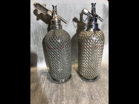 Demonstration of working examples of 3 types of Sparklets Types C and D soda syphons seltzer bottles
