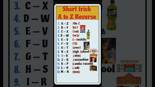 | Reverse A to Z  trick |10 सेकंड मे याद करें A to Z सभी Alphabet का reverse Alphabet