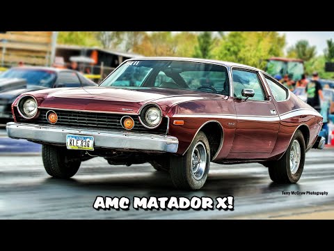 FISH OUT OF WATER! RARE AMC '74 MATADOR X FASTBACK COUPE DRAG RACING! BYRON DRAGWAY!