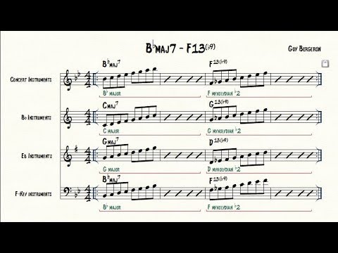Bbmaj7 - F13b9 (play-along)