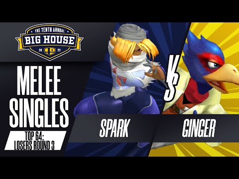 Spark vs Ginger - Melee Singles Top 64: Losers R3 - The Big House 10 | Sheik vs Falco